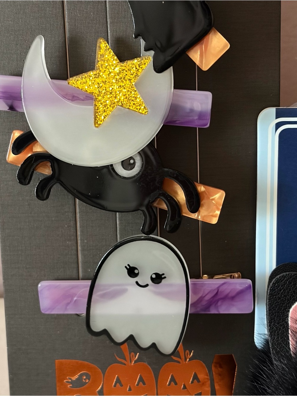 piper•k Halloween Hair Clips and Black Fuzzy Cat Pom - Picture 3 of 5